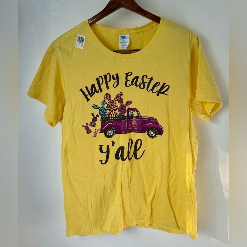 Happy Easter Y’all Yellow Graphic T-Shirt Easter Spring Yellow Easter Bunny XL